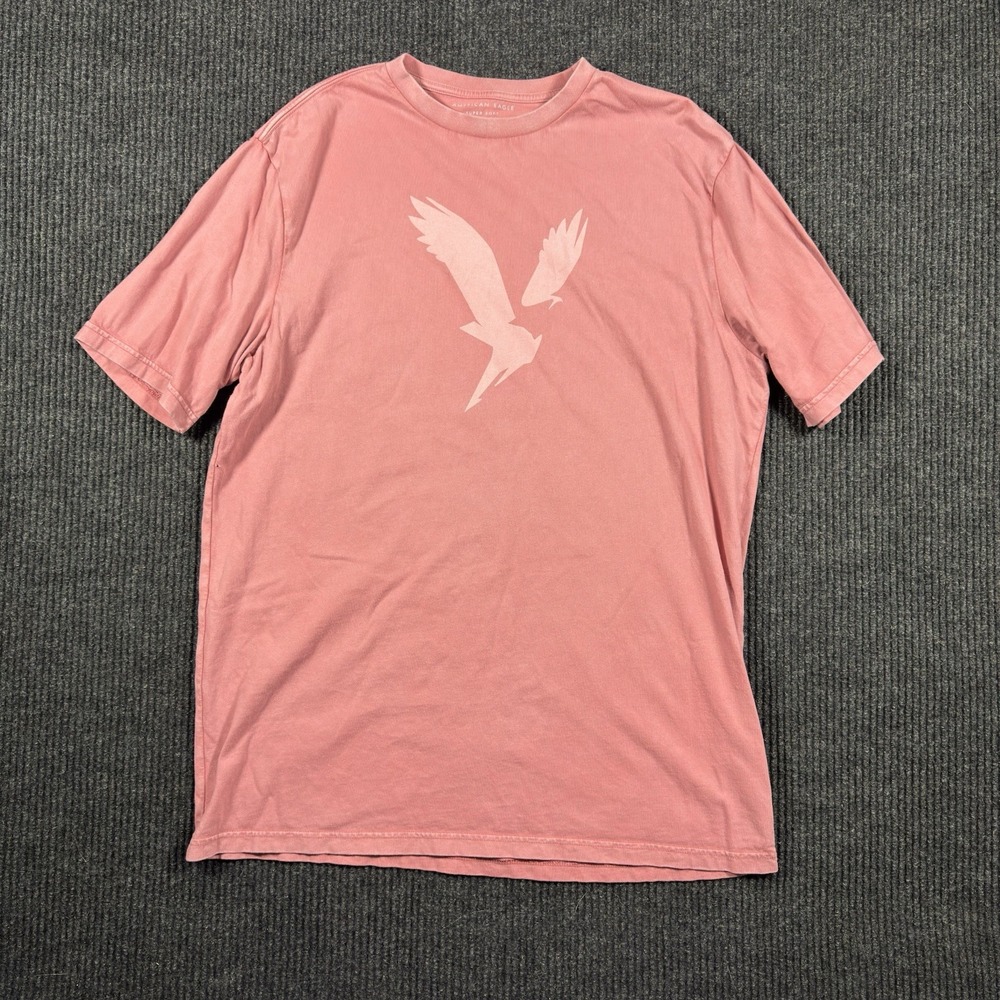 AMERICAN EAGLE Super Soft T SHIRT Pink Eagle Graphic Logo Men's LT